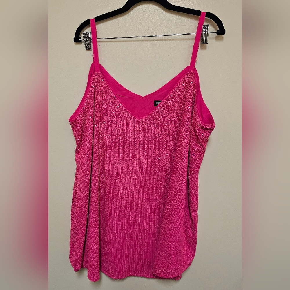 Torrid Sophie Sequin Swing Cami Size 2X Color Pink Glo (Hot Pink) NWOT - Picture 2 of 10